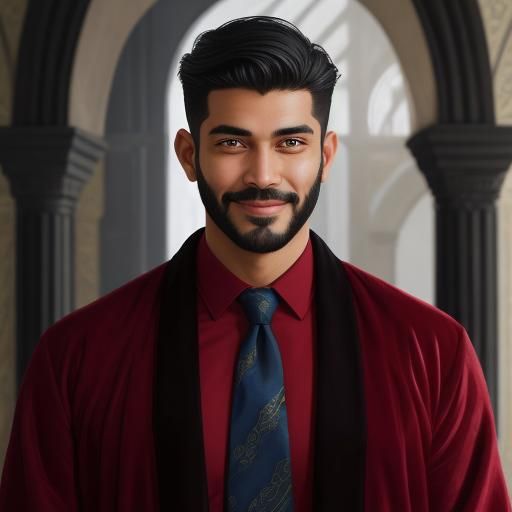 Smiling Man in Mosque with Velvet Robe, Impressionism Style