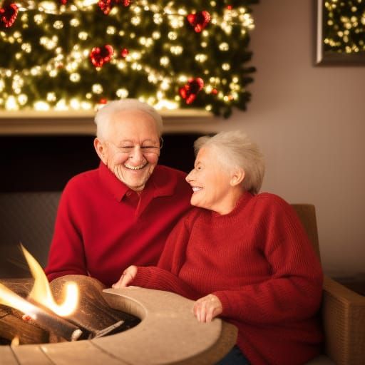 Heartwarming Christmas Scene: Grandma and Grandpa in Love