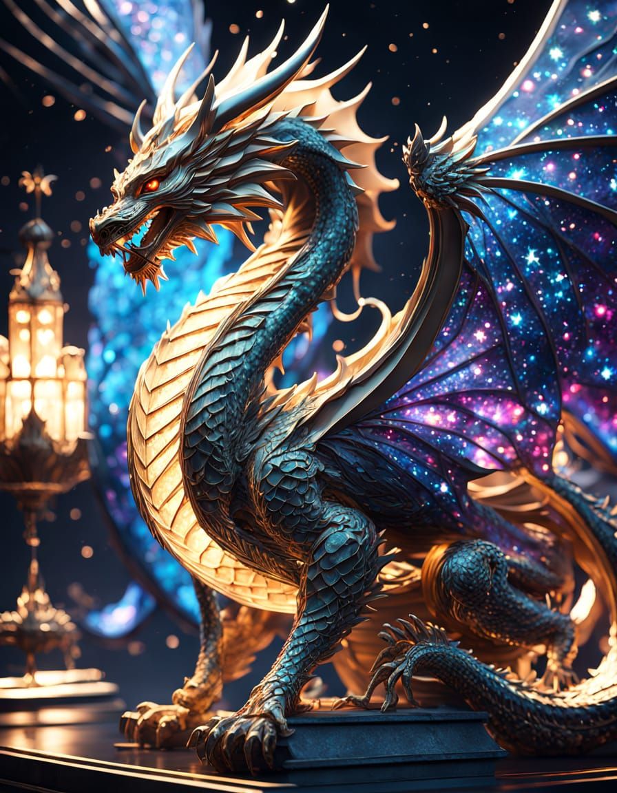 Celestial Dragon Soaring Through Galaxy: Anime Concept Art