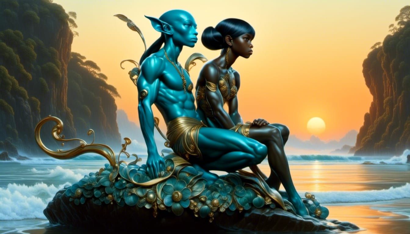 Abe Sapien in Enchanted Potterverse Setting, Art Nouveau