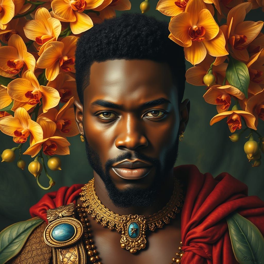 Gilded Gladiator in Exotic Orchid Grove