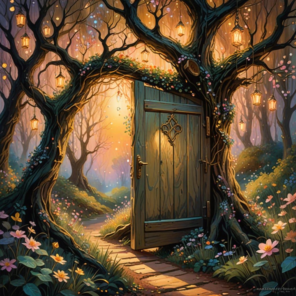 Magical Forest Portal: Impressionistic Fairy Door