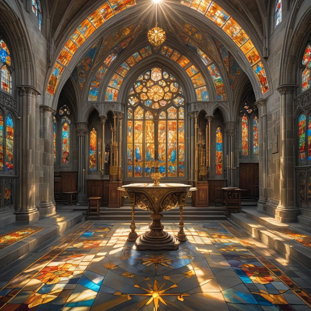Sunlit Chalice in Abandoned Church, Ash Thorp Aesthetic