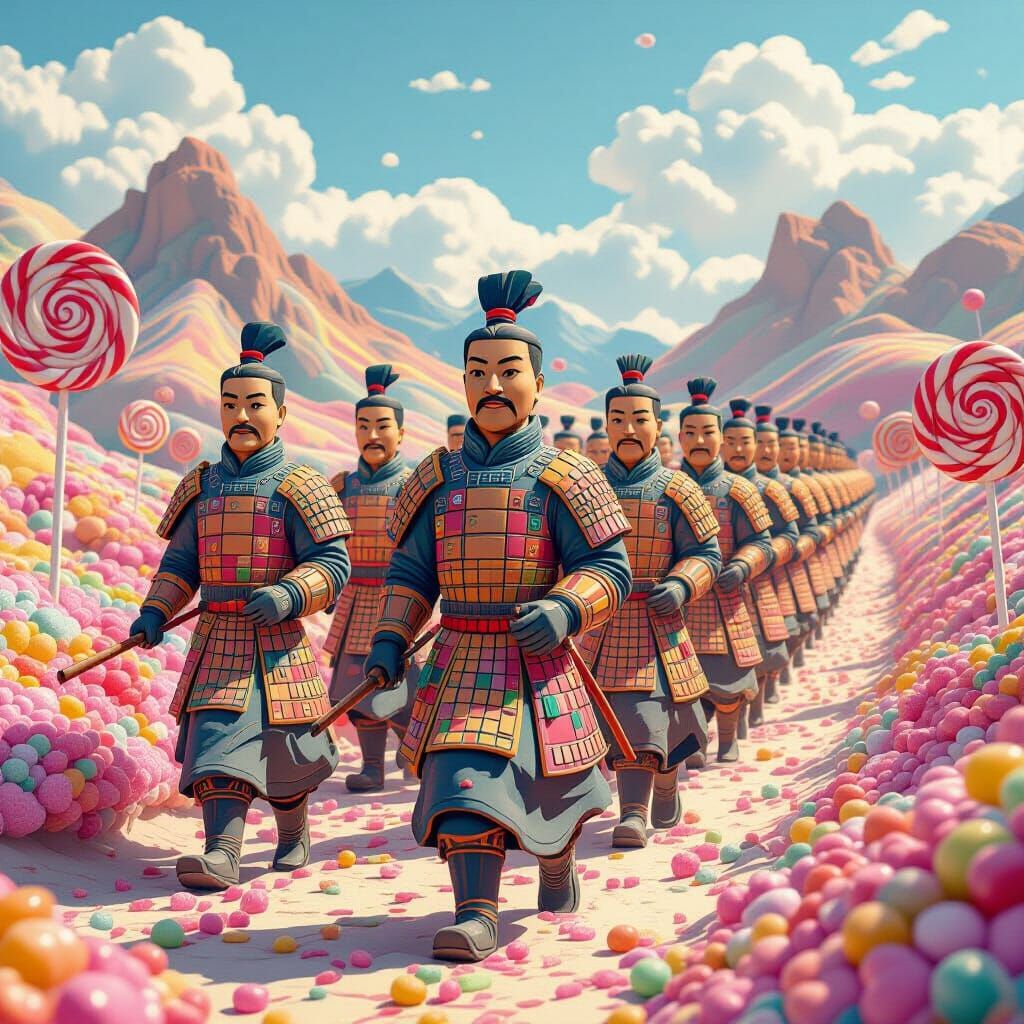 Terracotta Army Marches Through a Candy Land