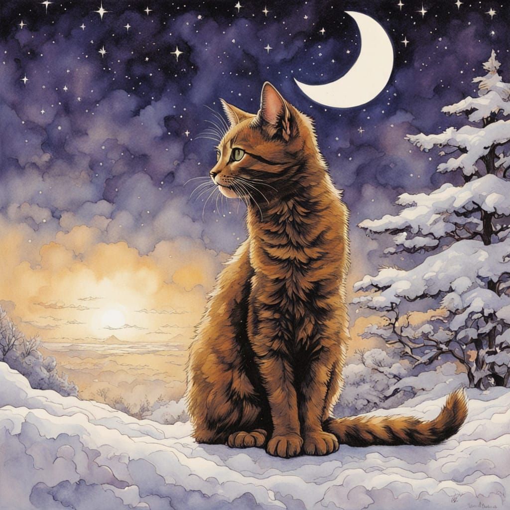 Regal Glass Kitten in Winter Wonderland
