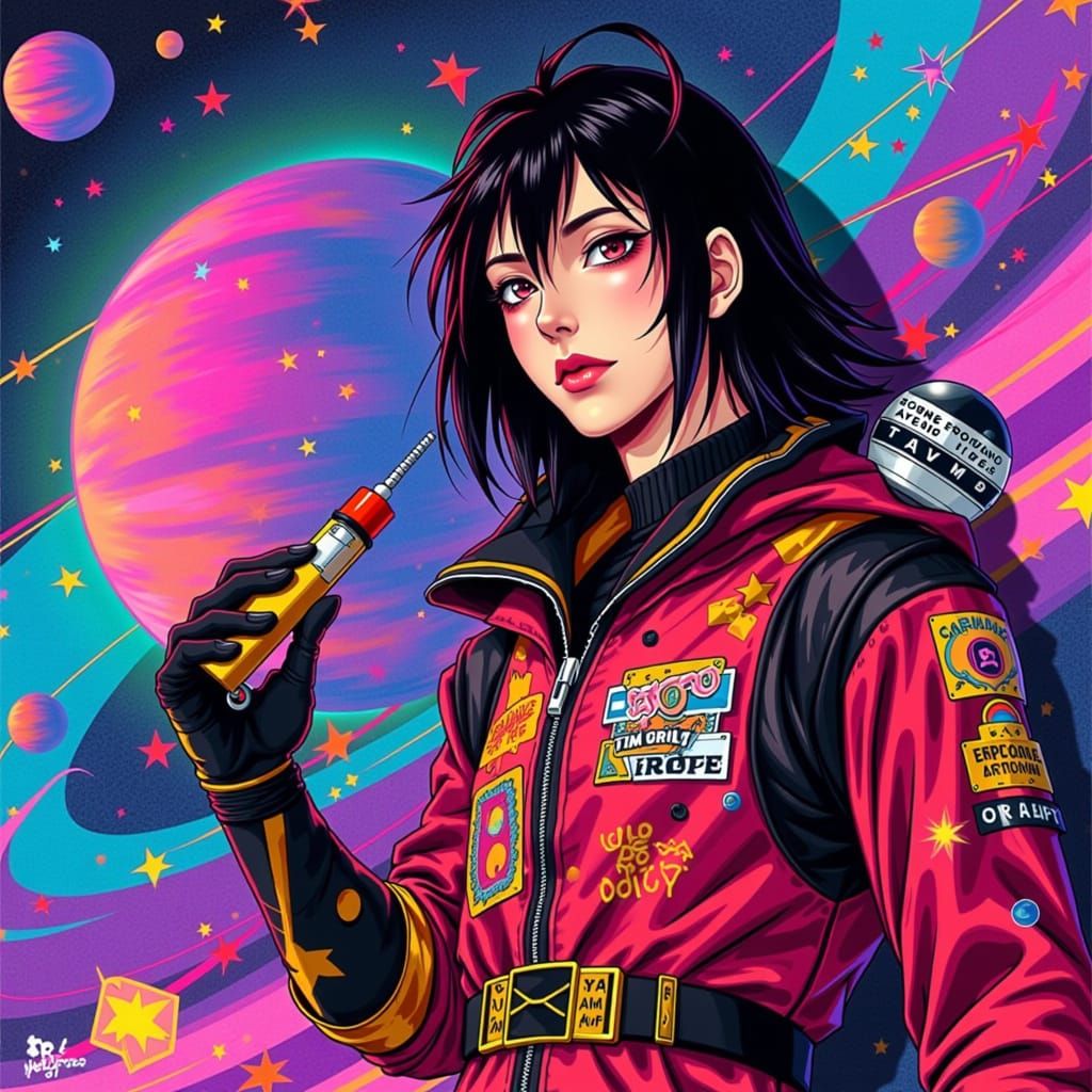 Tohsaka Rin Spray-Paints Cosmic Murals in Graffiti Spacesuit