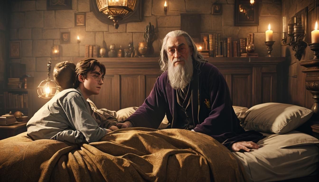 Harry Potter Asleep Watched By Dumbledore