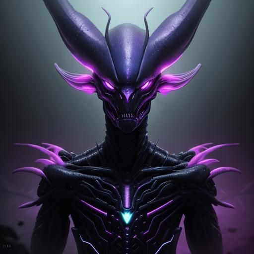 Sci-Fi Alien Portrait with Neon Pink Markings