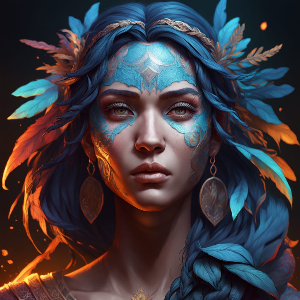 Wild Spirit Portrait in Detailed Digital Art Style