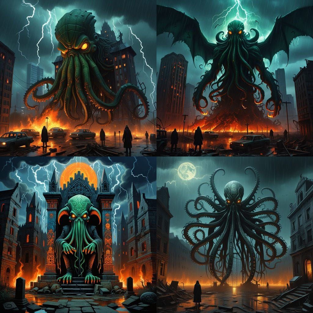 Cthulhu Ascends in Gothic Dystopian Twilight