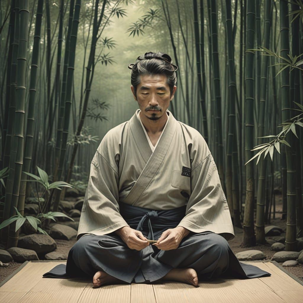 Anime Man in Serene Bamboo Forest