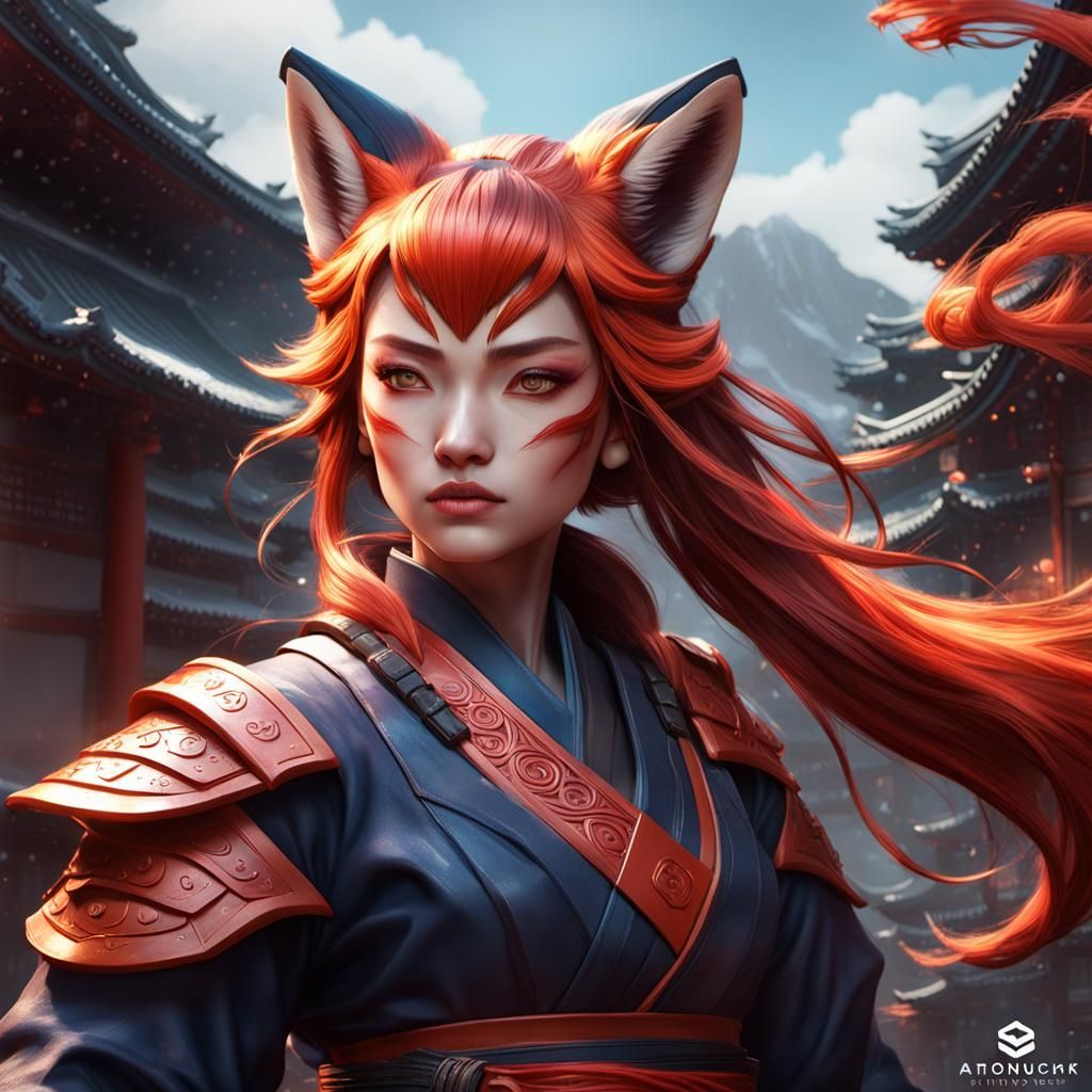 Fox-Woman Kunoichi: Detailed Fantasy Art in Unreal Engine