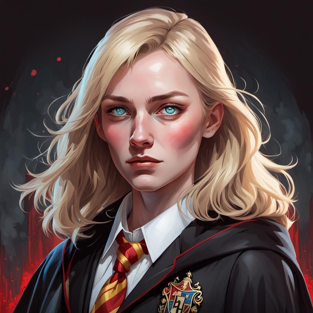 Girl in Hogwarts Uniform Digital Portrait