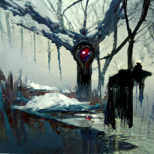 Sinister Eye Cries Red Tears in Digital Art