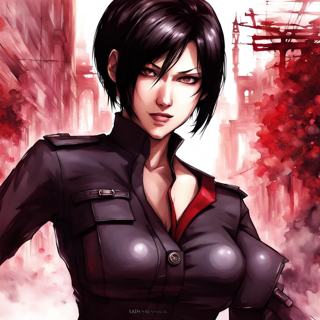 Ada Wong Smirking in Anime Key Visual Style