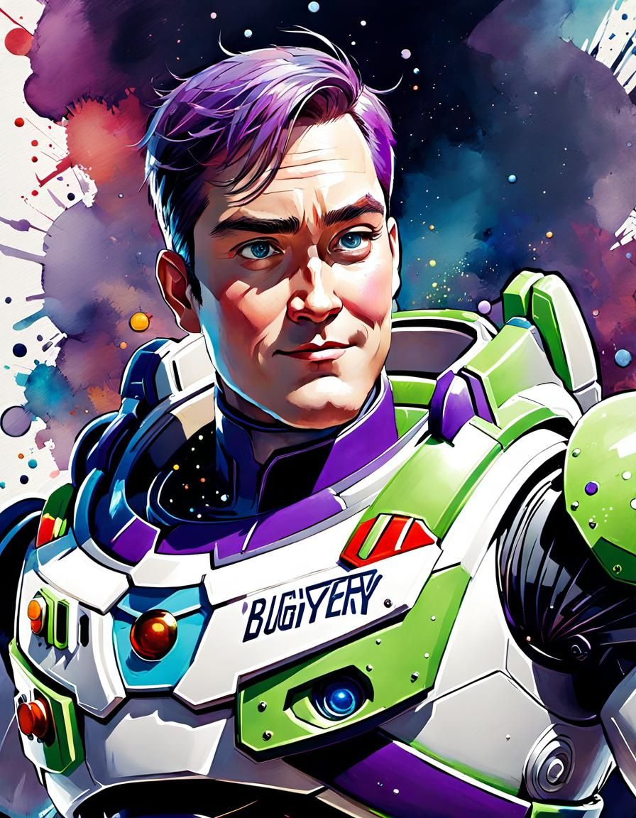 Buzz Lightyear Manga Watercolor Illustration
