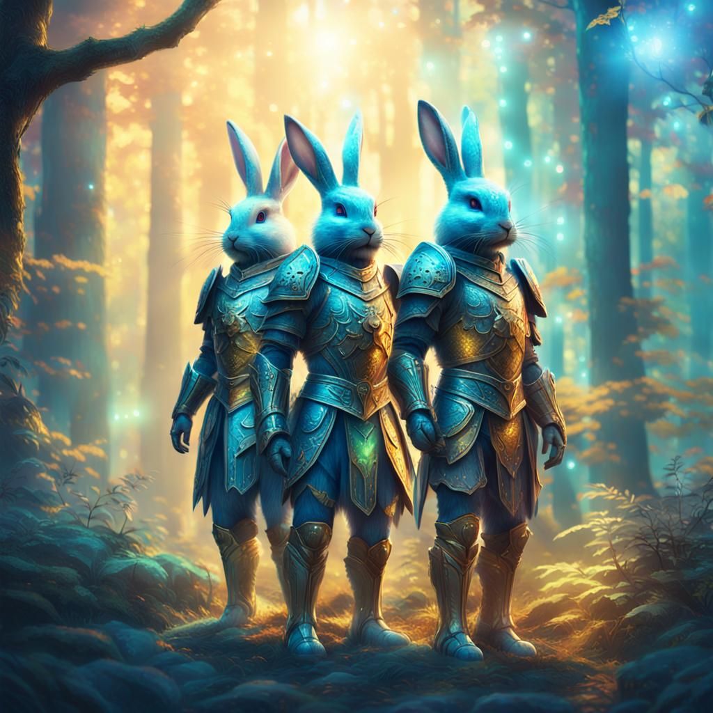 Fantasy Bunnies in Iridescent Armor