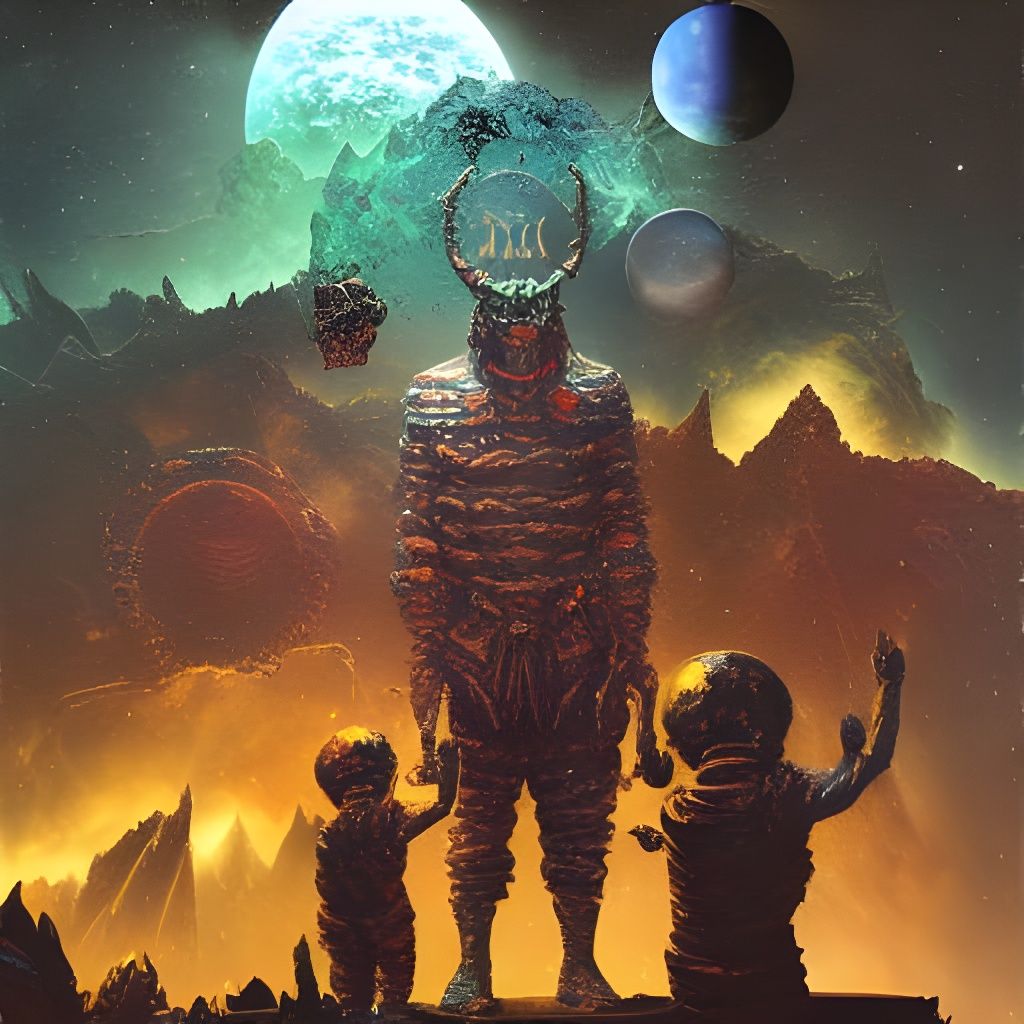 Interplanetary Satanic Clownscape: Cosmic Impasto Painting