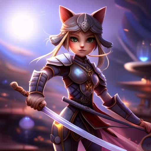 Armored Anthro-Cat Samurai with Katana