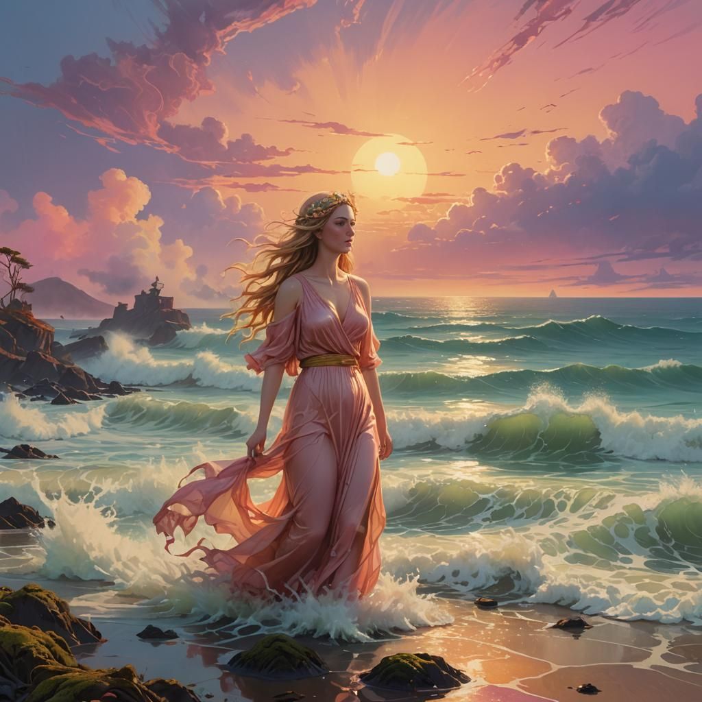 Aphrodite Rising: Ethereal Art Deco Goddess