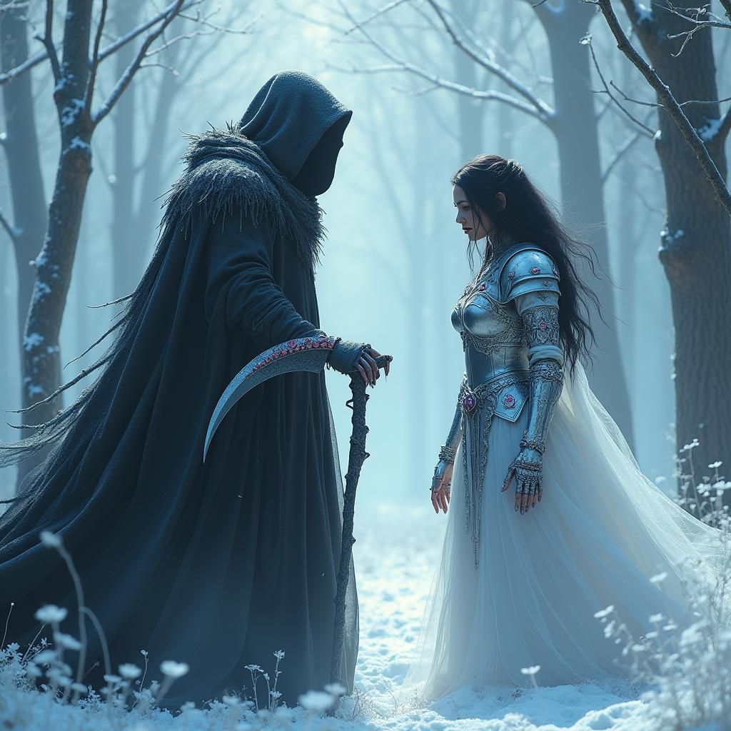 Grim Reaper in White Forest: Matte Painting