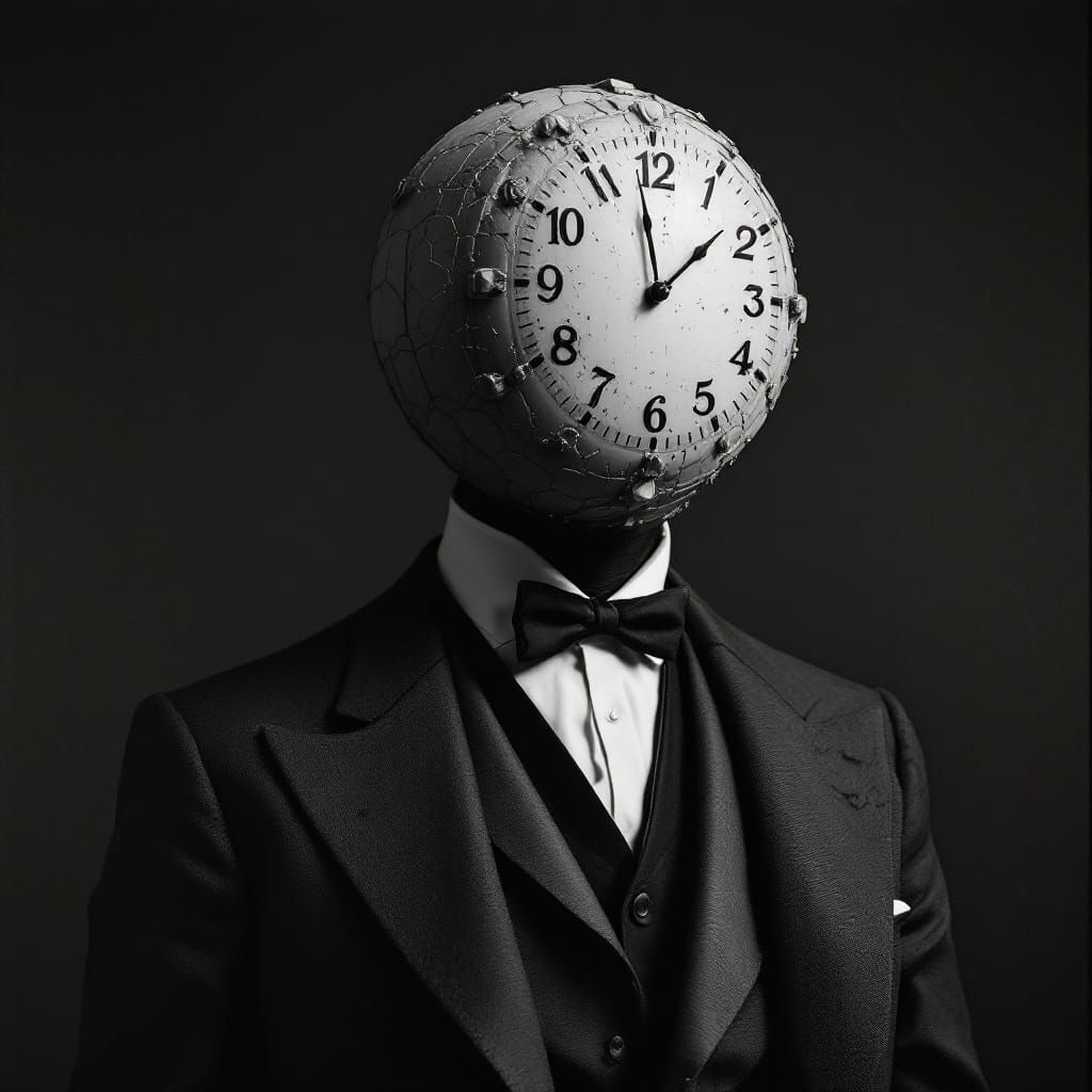 Surreal Gentleman in Monochromatic Elegance