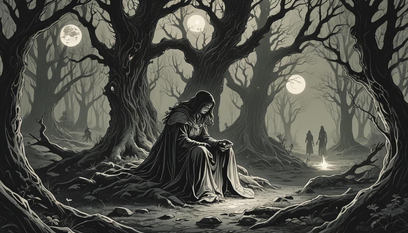 Dark Fantasy Ritual Interrupted in 1970s D&D Art