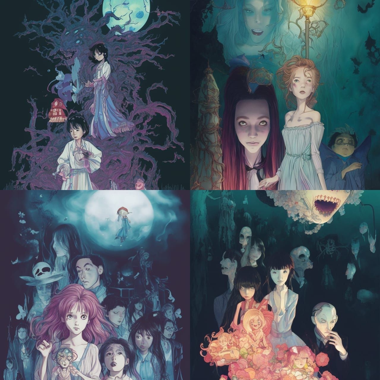 Haunted Ghost Party Illustration in Vibrant Colors