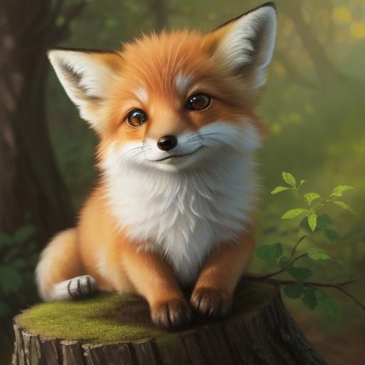 Adorable Tiny Fox Portrait as Impasto Oil Painting