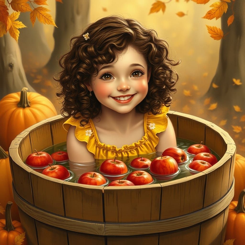Autumnal Bobbing for Apples in Nostalgic Realism