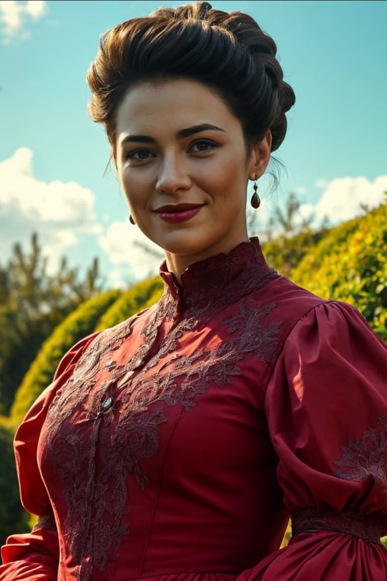 Victorian Lady in Elegant 1880s Attire