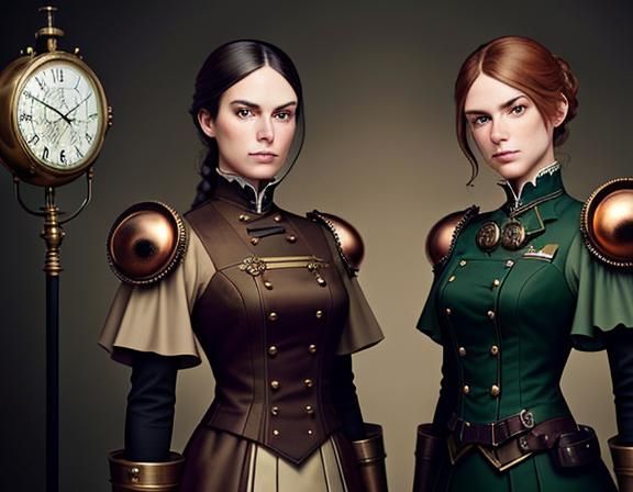 Steampunk Twins in Time Machine Concept Art