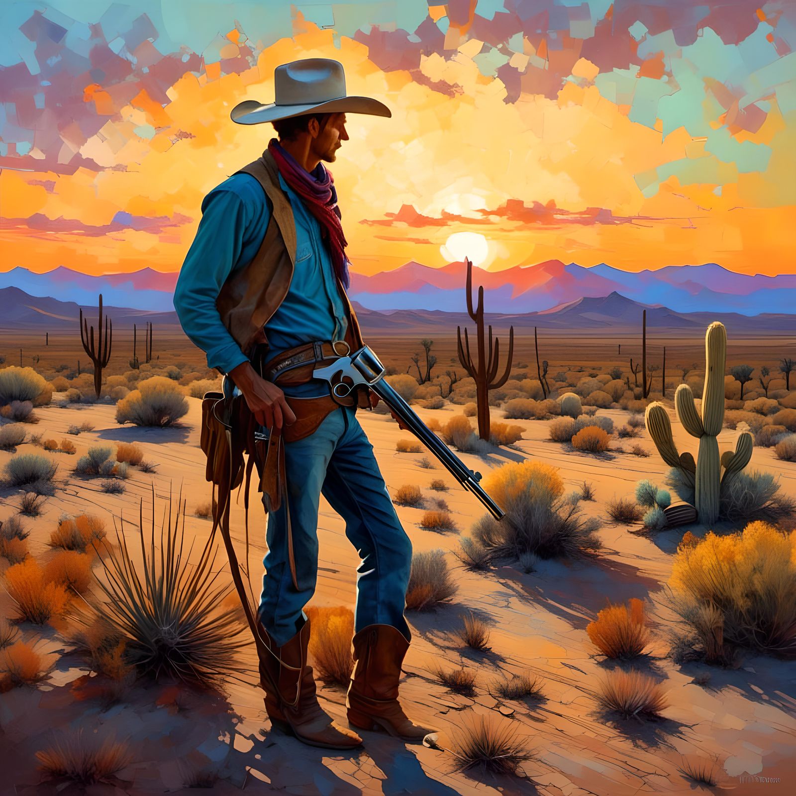 Cowboy checking his lands