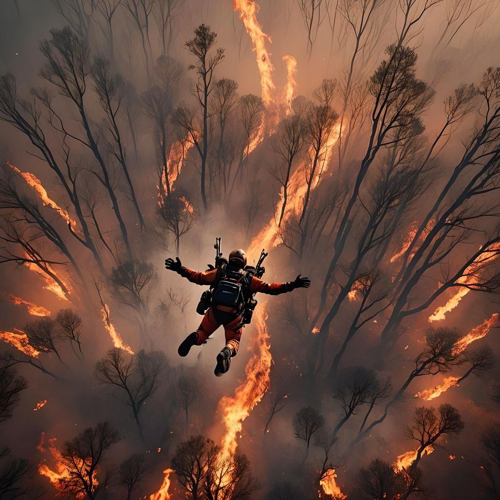 Burning Forest Aerial View in Sinister Style