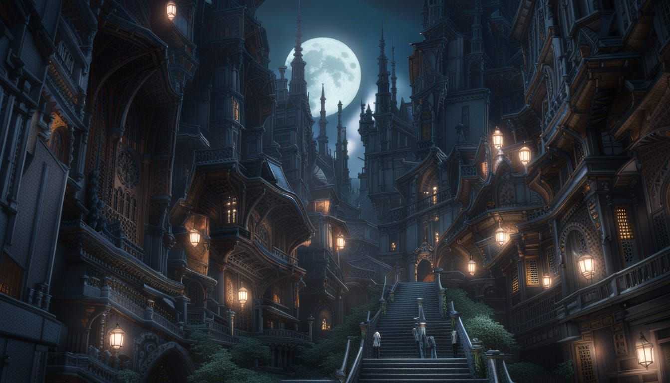 Gothic Tokyo in Dark Fantasy Style