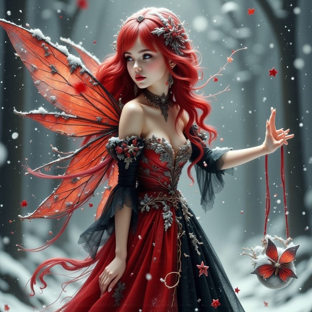 Stunning Red and Black Snow Fairy