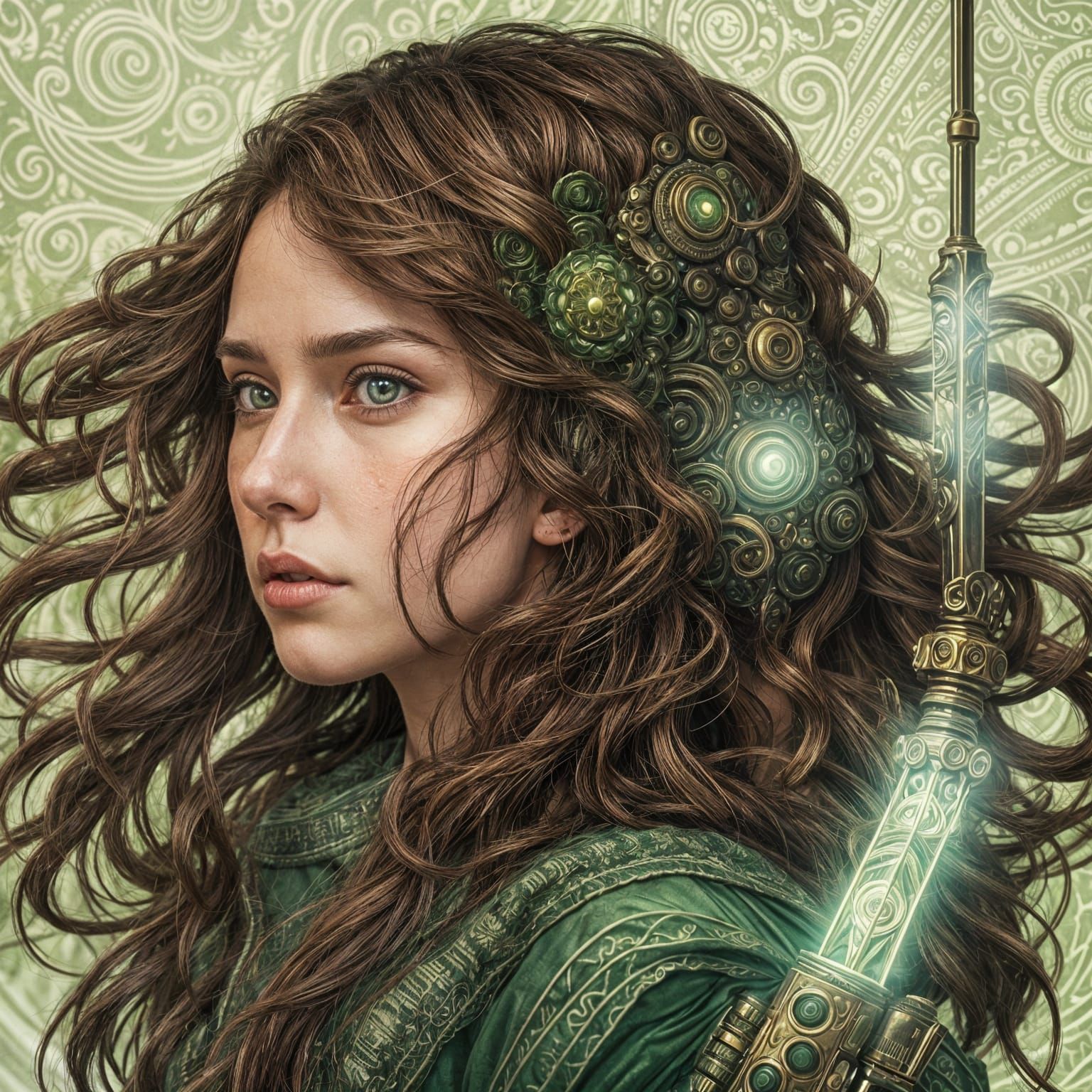 Surreal Woman with Internal Scene and Mechanical Elements