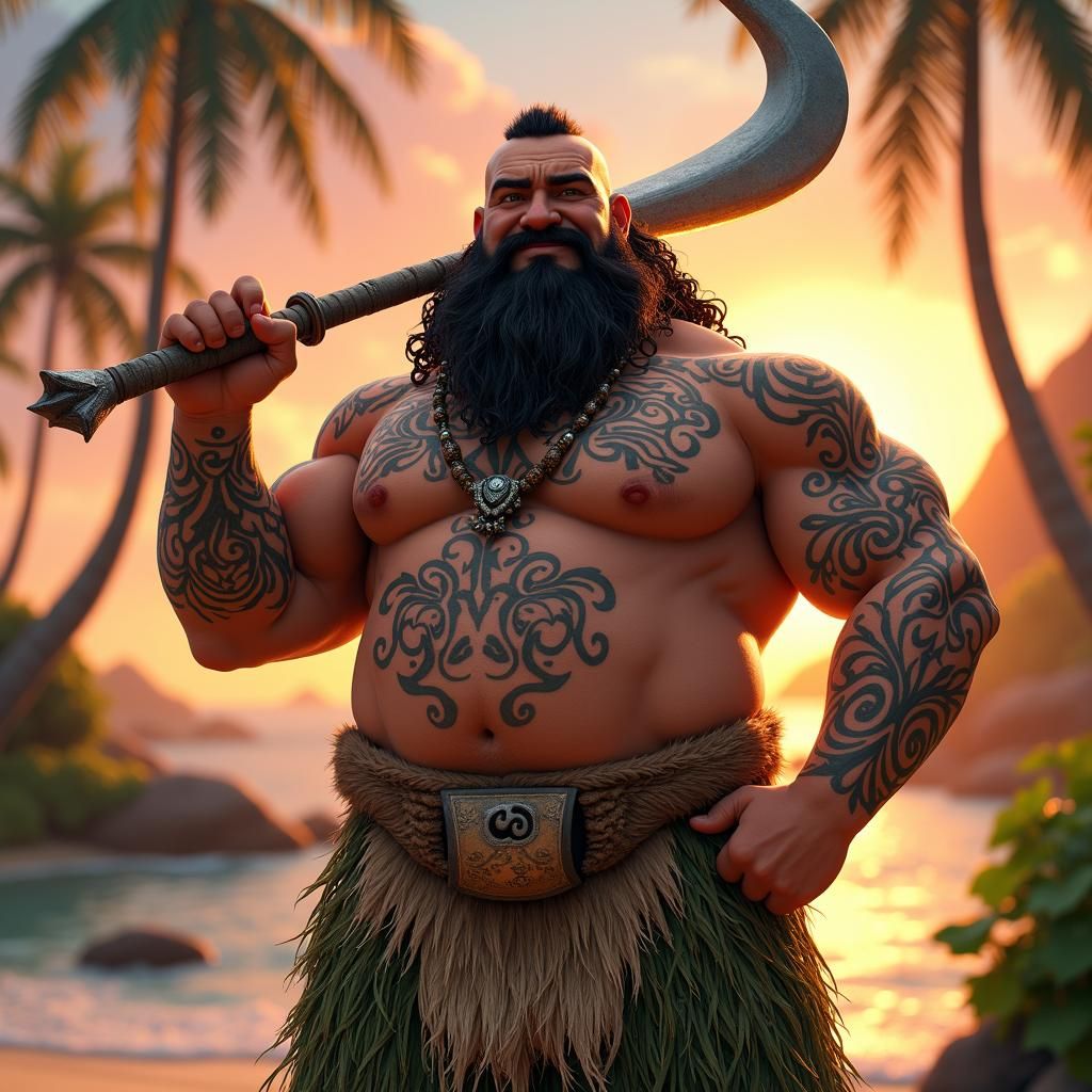 Demigod Dave Bautista in Polynesian Sunset Art