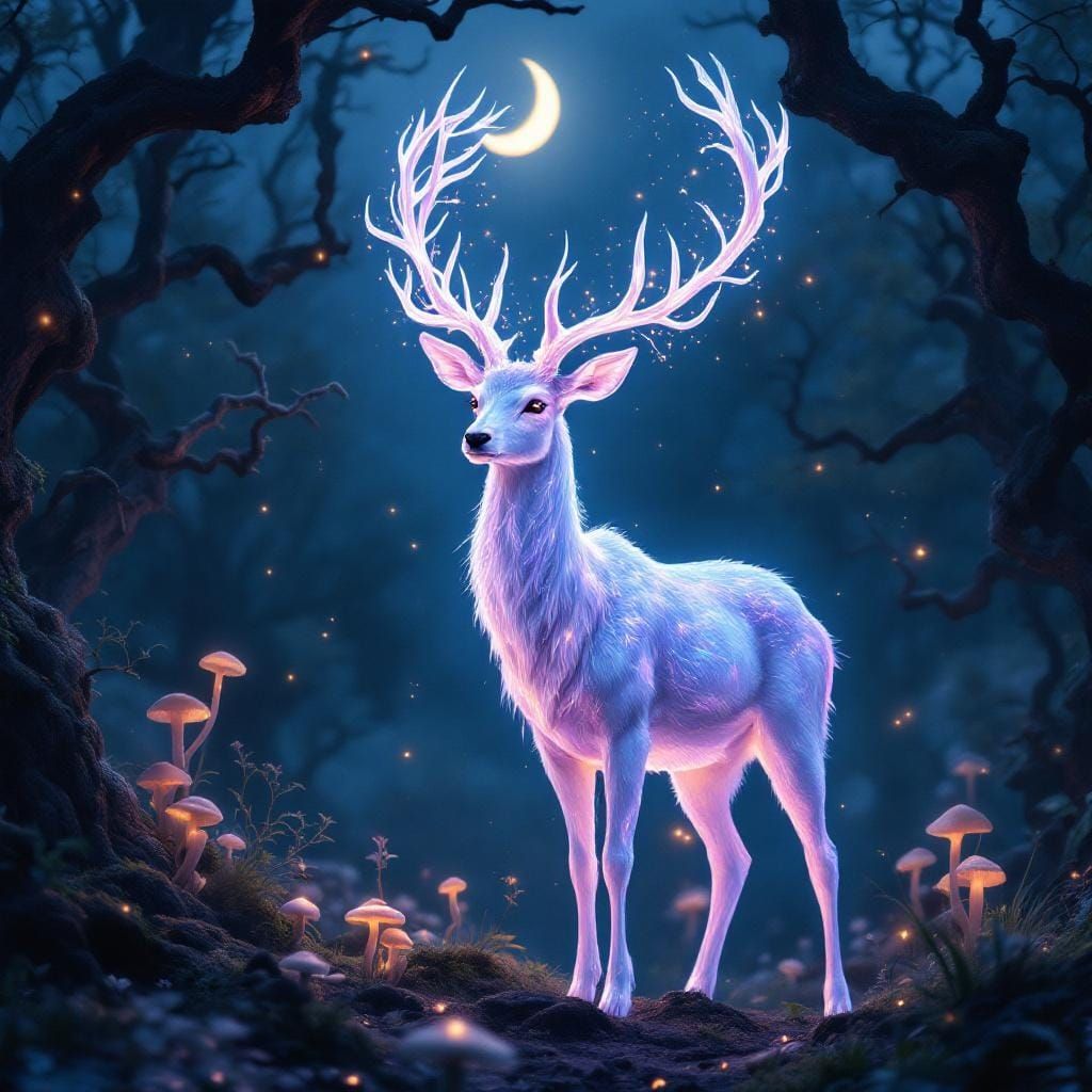 Mystical Deer in Enchanted Twilight Glade