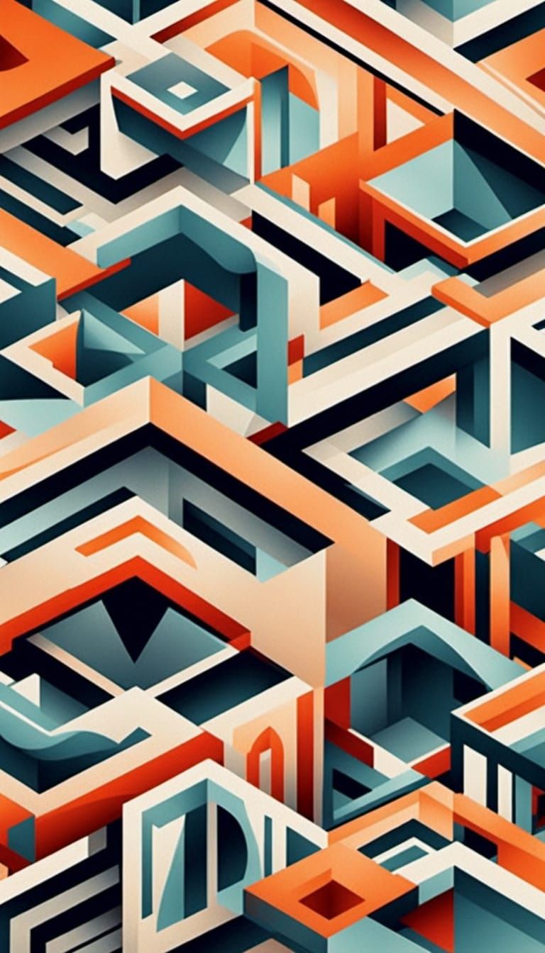 Vibrant Geometric Pattern in Digital Art Style