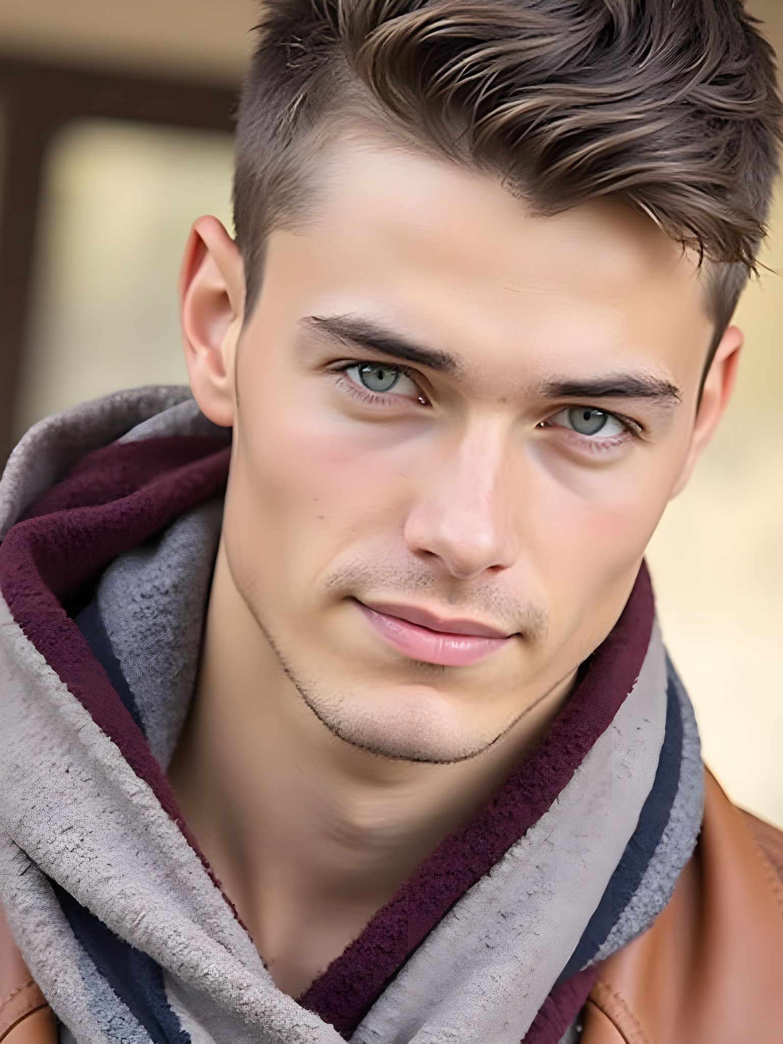 Striking Portrait of a Young Man with Blue Eyes
