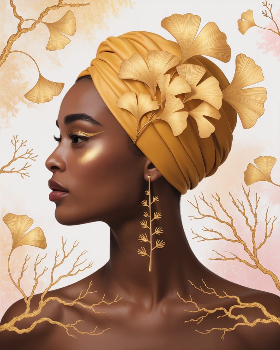 Golden Adorned Woman Portrait