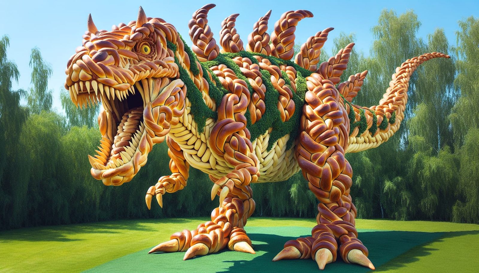 Challah Dinosaur Sculpture: Baked Bread Artistry