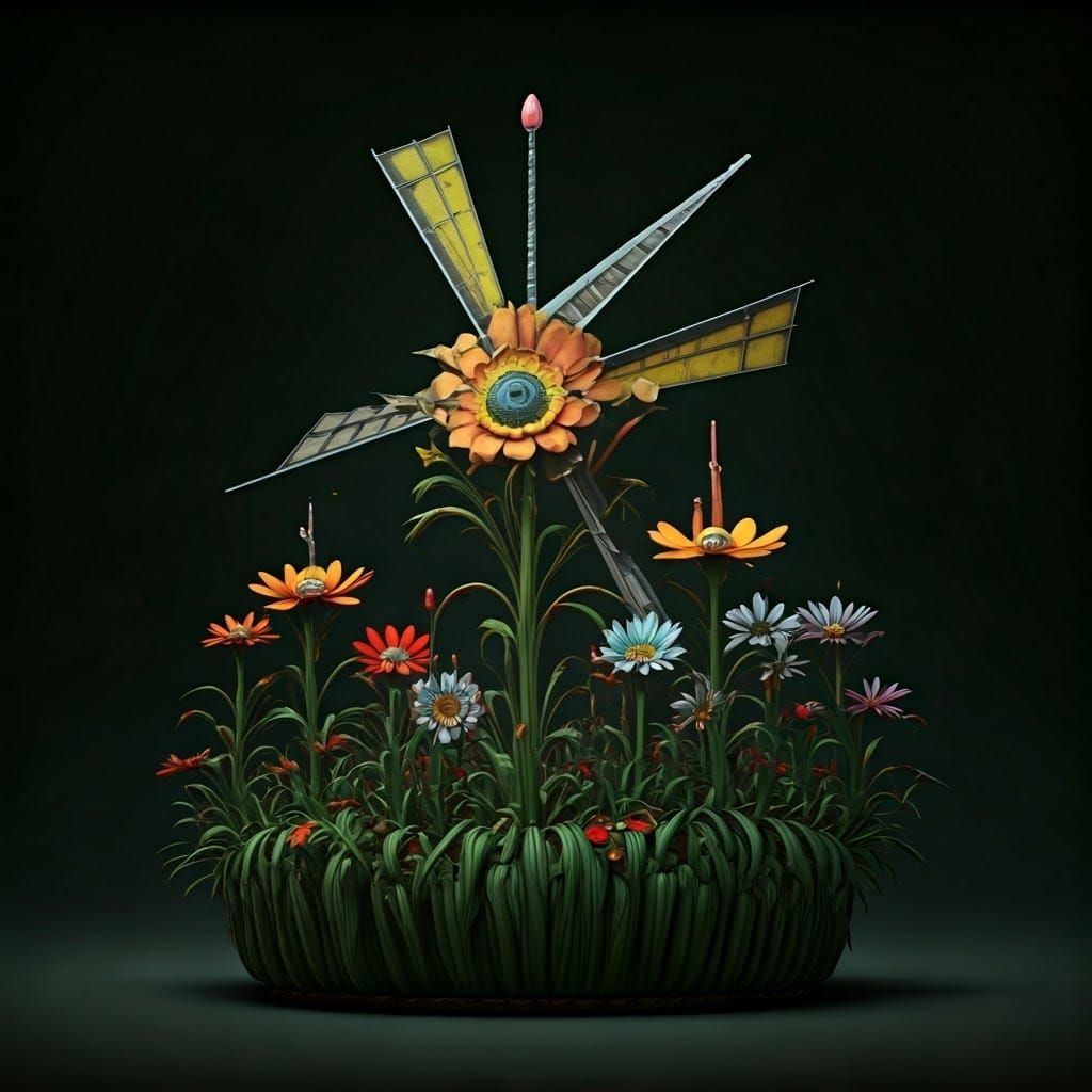 Vibrant Floral Cityscape in a Cyberpunk Dreamscape