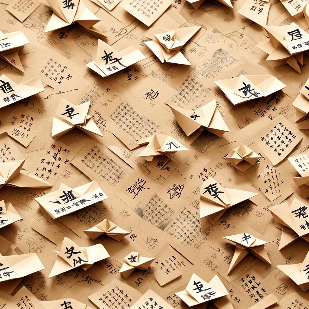 Korean Calligraphy Papercraft in Soft Focus