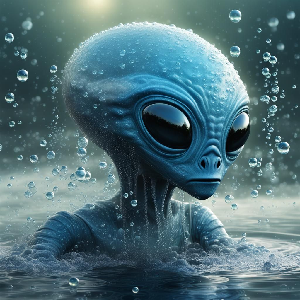 Water Bubble Alien: A Digital Art Concept
