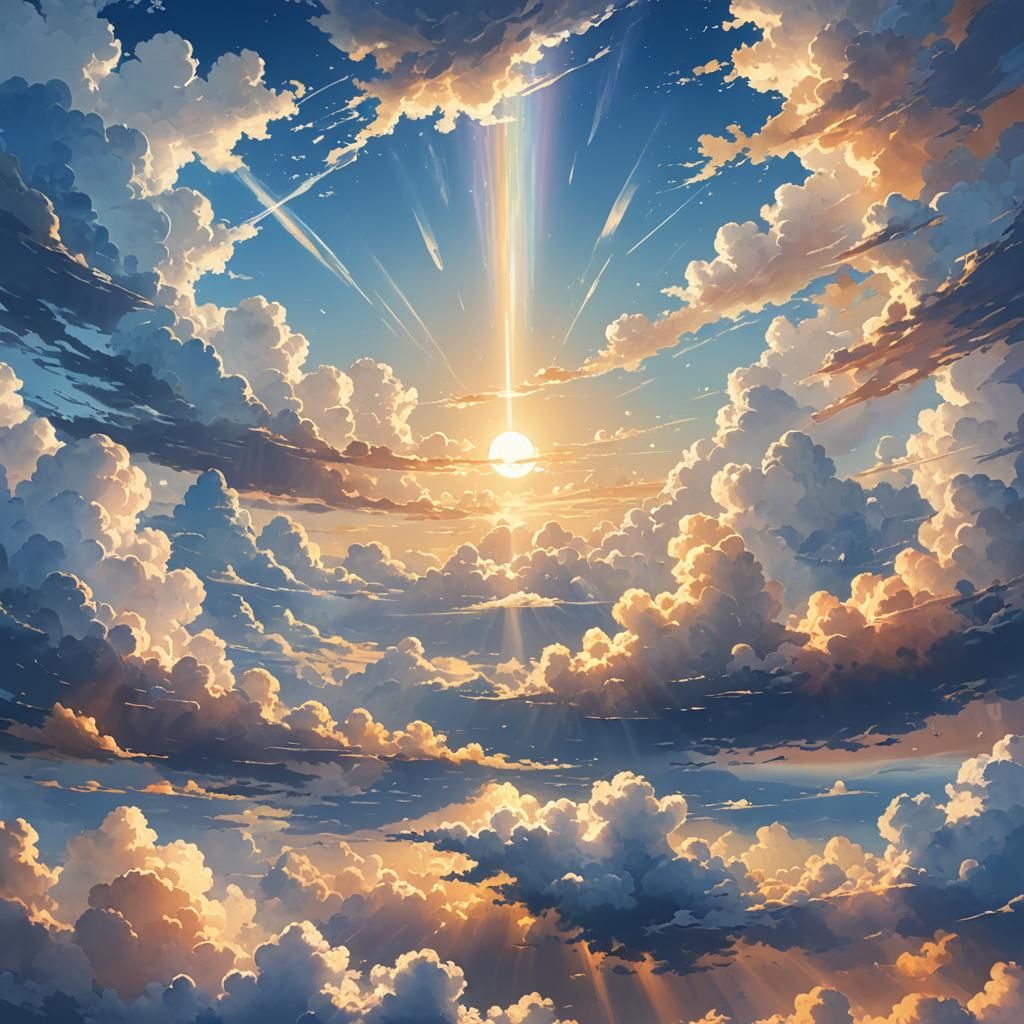 Anime Skies Dreamscape at Golden Hour Sunset