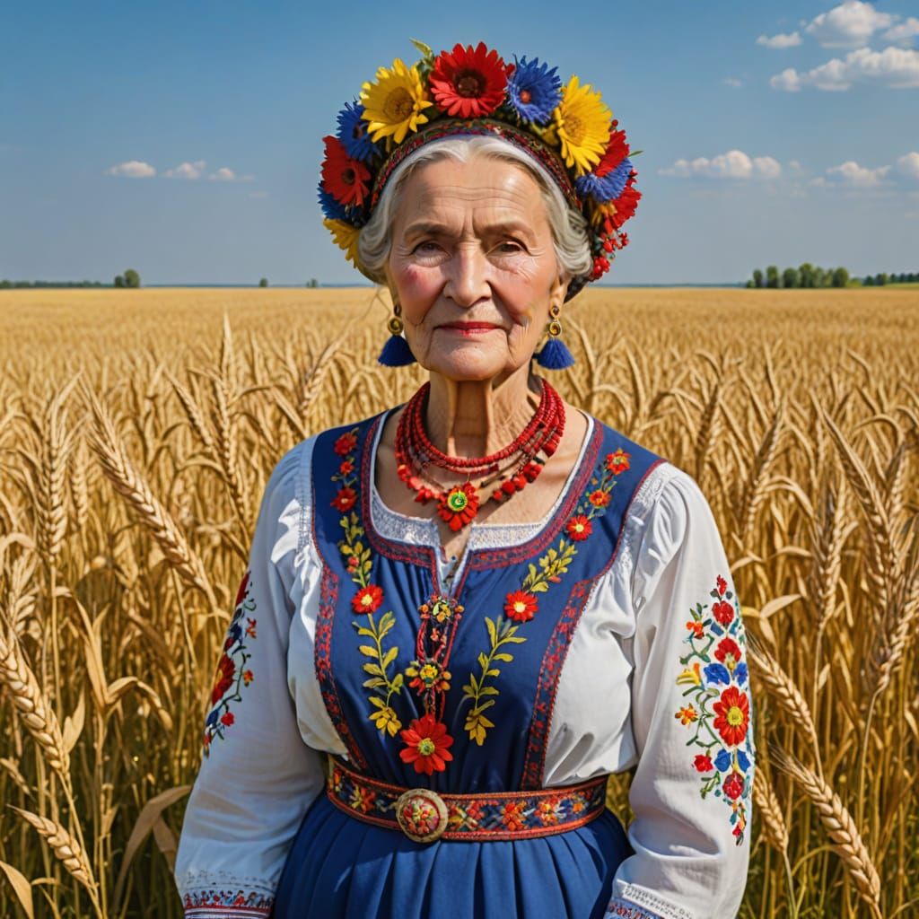 Elegant Ukrainian Matron in Traditional Costume
