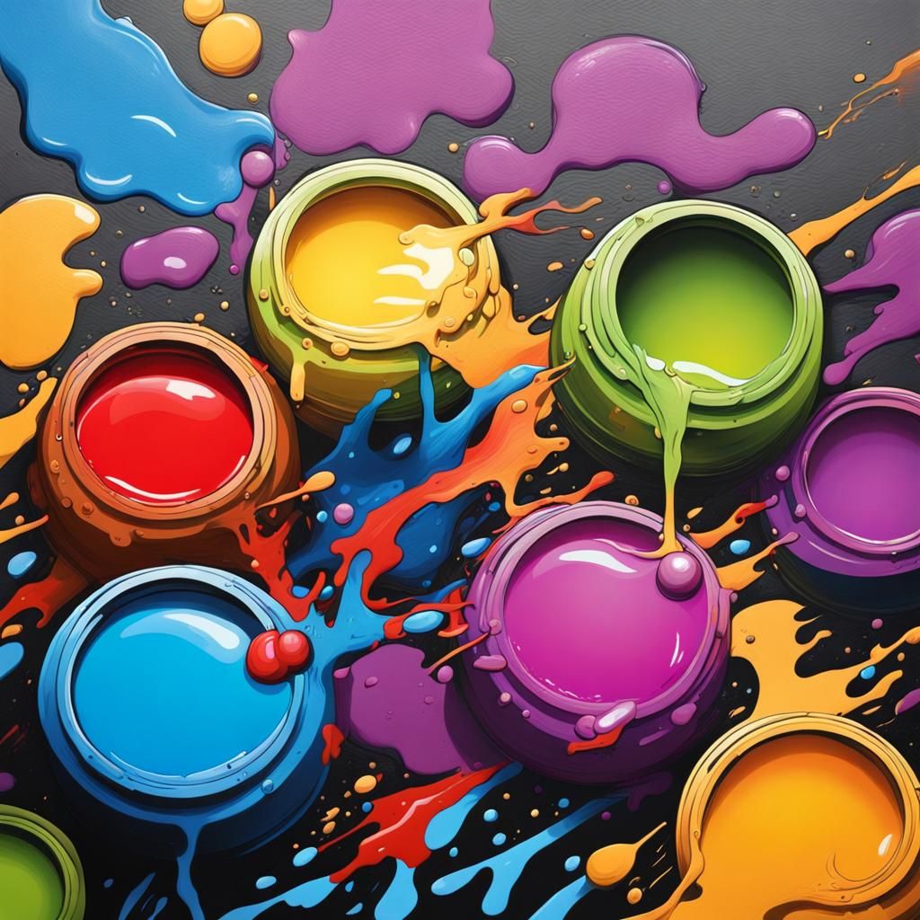 Colorful Pots and Pans in Graffiti Art Style