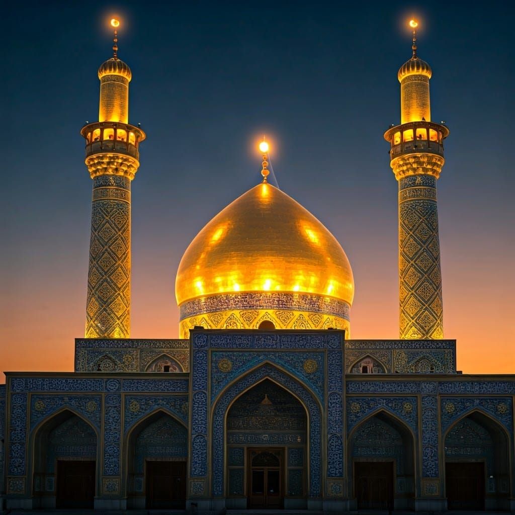 Karbala Mosque in Iraq at Dusk